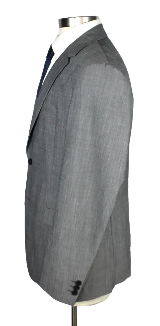 Theory Clinton Seersucker Blazer 44 R Mens Slim Fit Grey Wool Sport Coat